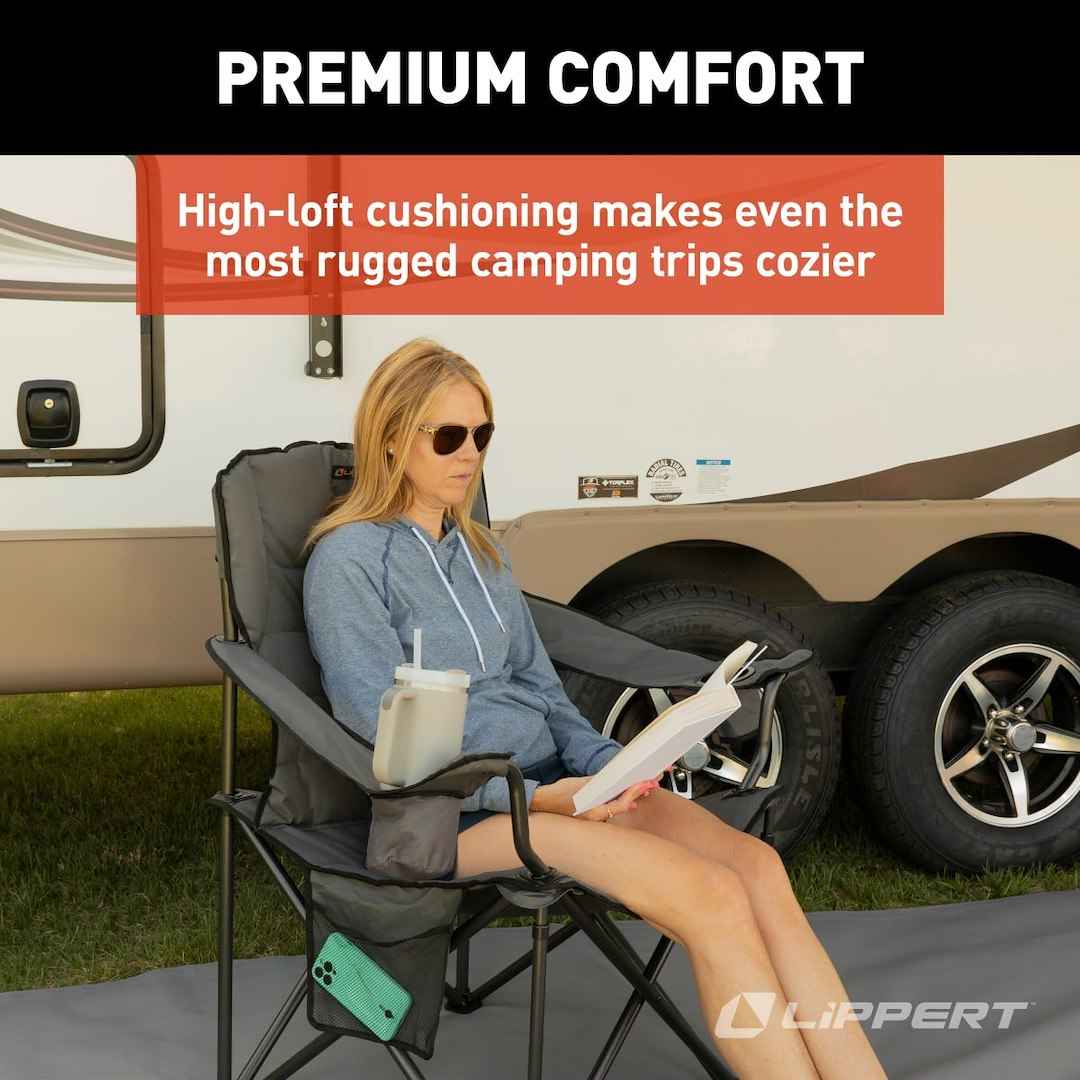 Lippert 2022114828 Folding Camp Chair - 500 lb, Dark Gray