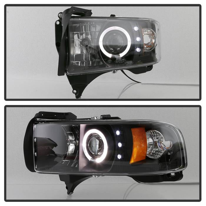 Spyder 5010087 Black Halo Halogen Headlight for 94-00 Ram