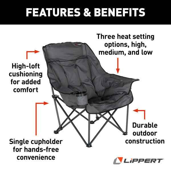 Lippert 2024043334 Folding Camp Chair - 400 lb, Dark Gray