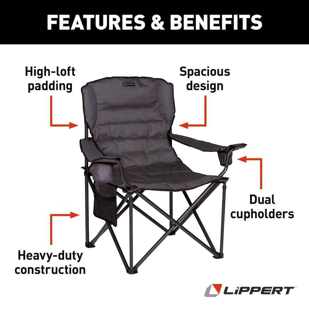 Lippert 2022114828 Folding Camp Chair - 500 lb, Dark Gray