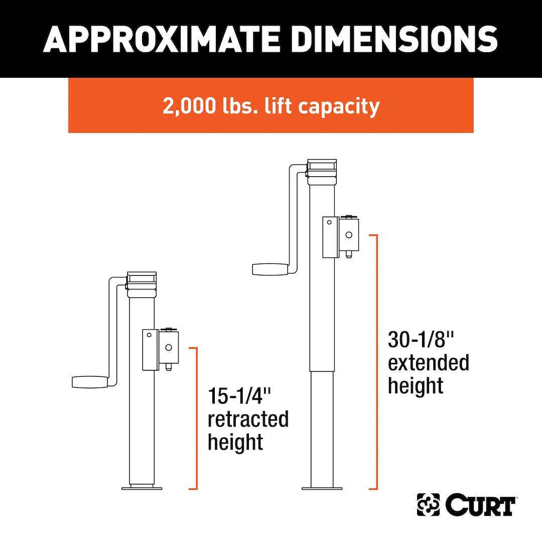 CURT 28324 Topwind Tongue Jack - 2000 lb