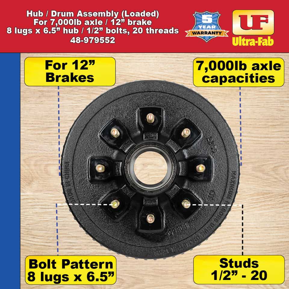 Ultra-Fab Products 48-979552 Trailer Brake Hub Assembly - image 8