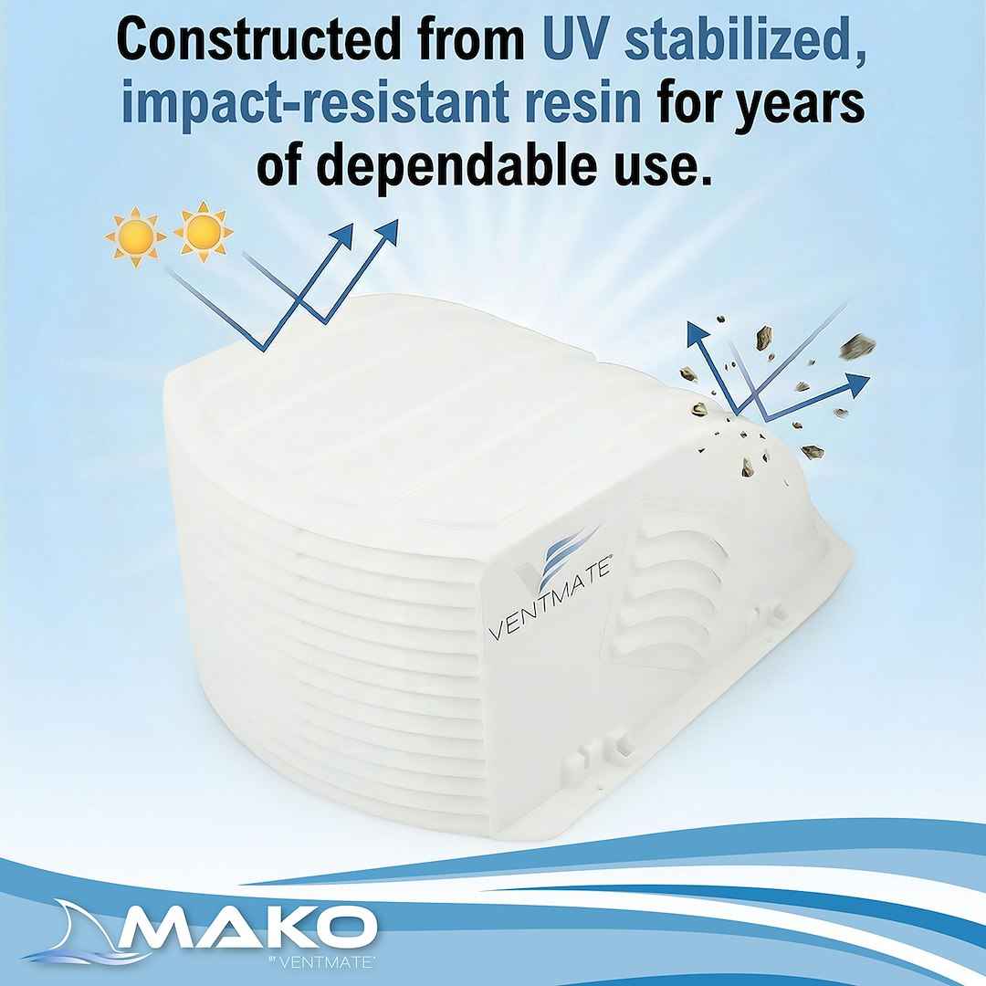Ventmate 67315 Mako 3-Sided Roof Vent Cover - White