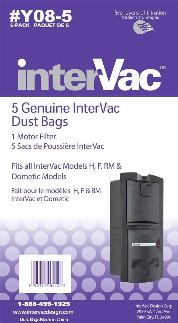 InterVac Design Y08-5 Disposable Vacuum Bags - 5 Pack