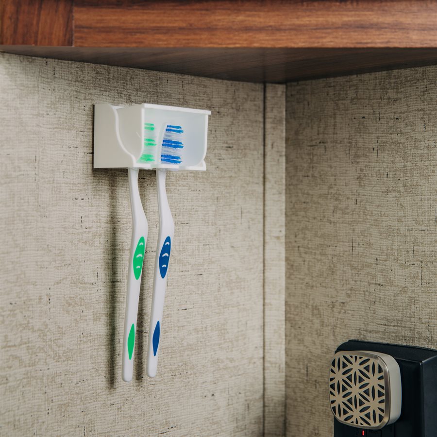 Camco Toothbrush Holder (57203) – Hold Capacity: Holds 2 Toothbrushes