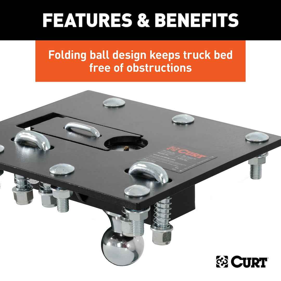 CURT 61052 Over-Bed Folding Ball Gooseneck Hitch - 30K