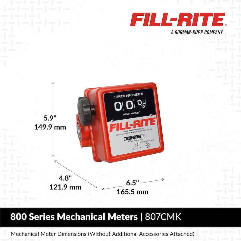 Fill-Rite 807CMK Mechanical Flow Meter - 5 To 20 GPM
