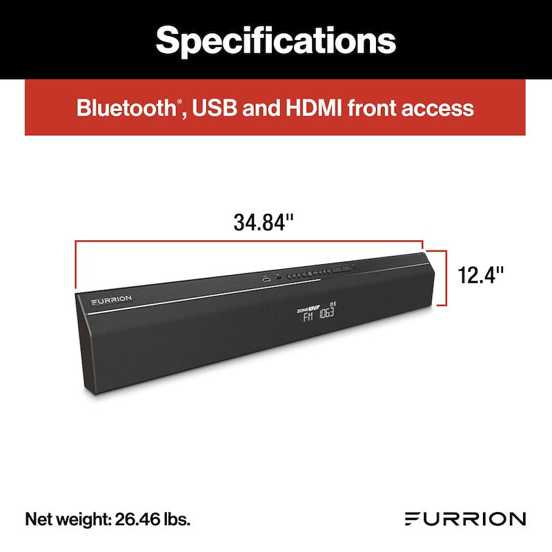 Furrion FSB2N25MC-BL Barra de sonido Bluetooth de 66W con HDMI y audio de 2 zonas