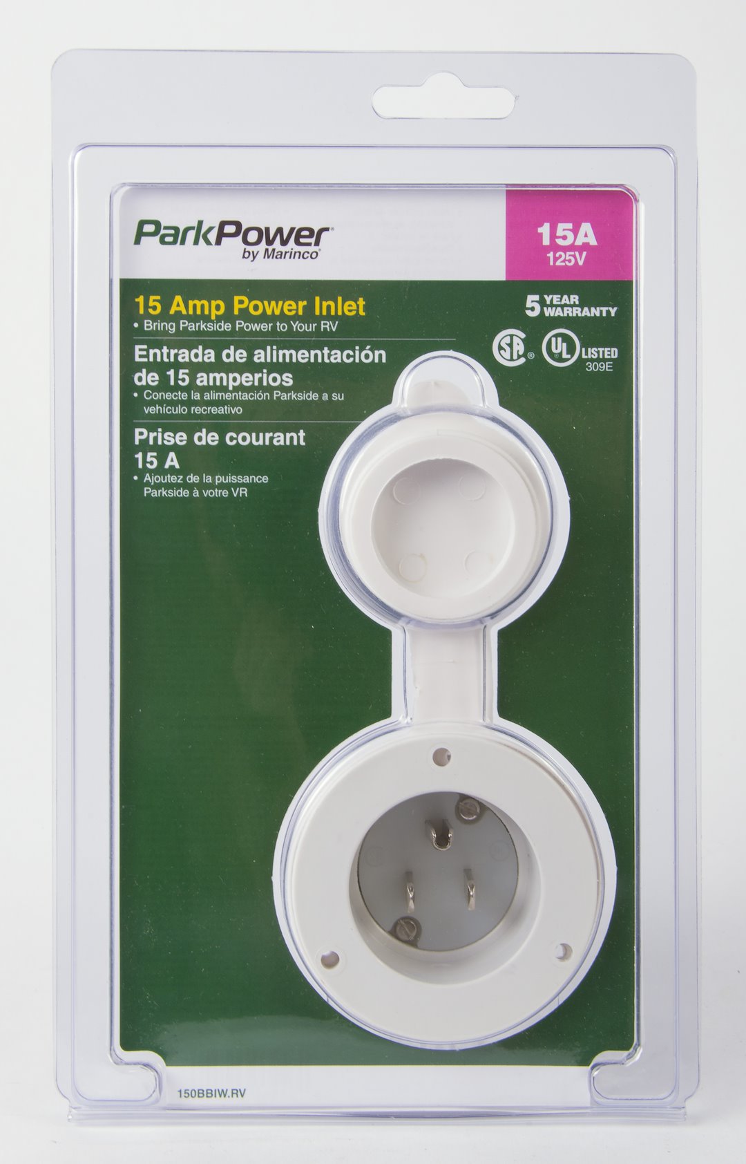 Marinco 150BBIW.RV Power Inlet Port - White