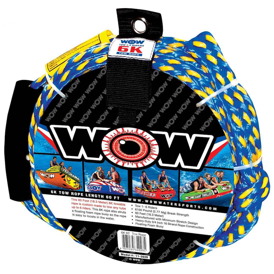 World of Watersports 11-3020 Towable Tube Rope - 60 ft, 1–6 Riders