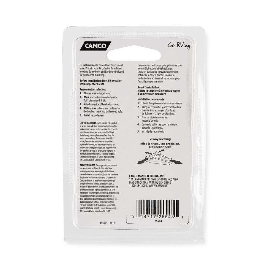 Camco RV Level (25543) – Size/Range: 3 Inch Overall Length
