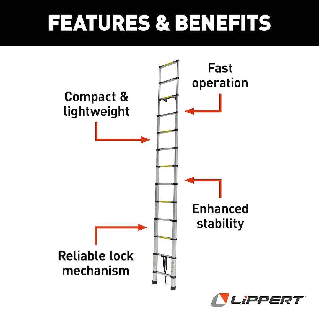 Lippert 2021097938 On-the-Go Telescoping RV Ladder - 12 ft 6 in