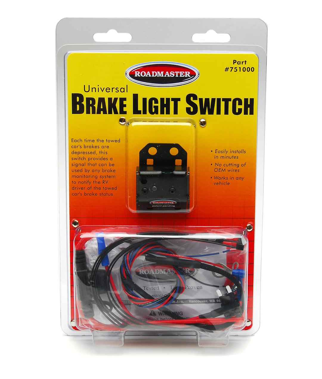 Roadmaster 751000 Towed Vehicle Brake Monitor Light Switch Kit