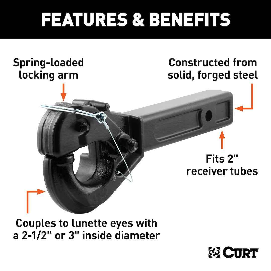 CURT 48005 Pintle Hook - 2 in Receiver, 10000 lb