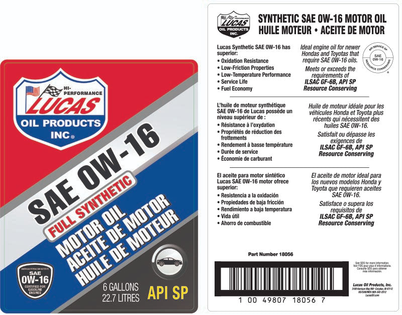 Lucas Oil 18056 Bag in a Box Oil