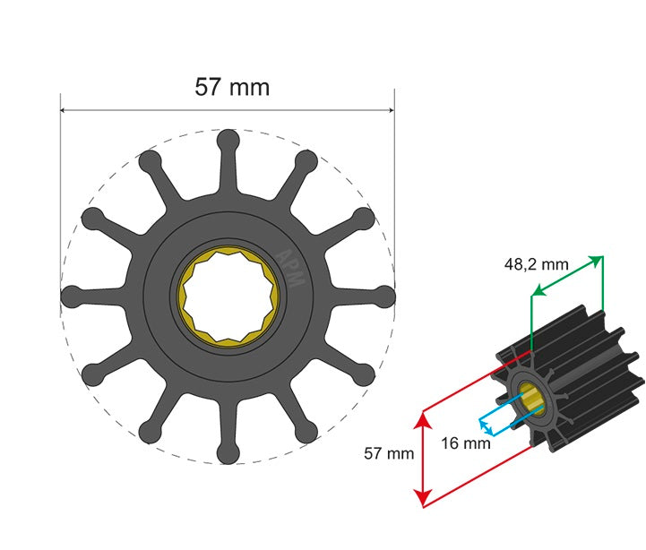 Albin 06-01-014 Water Pump Impeller - image 3