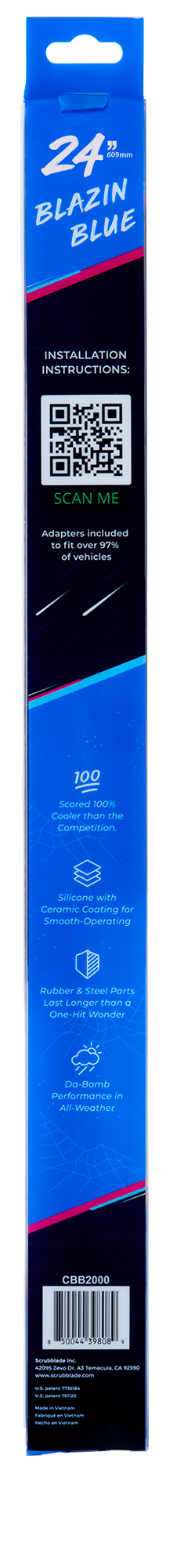 Scrubblade CBB2400 Blue Silicone ShadeBlade Wiper