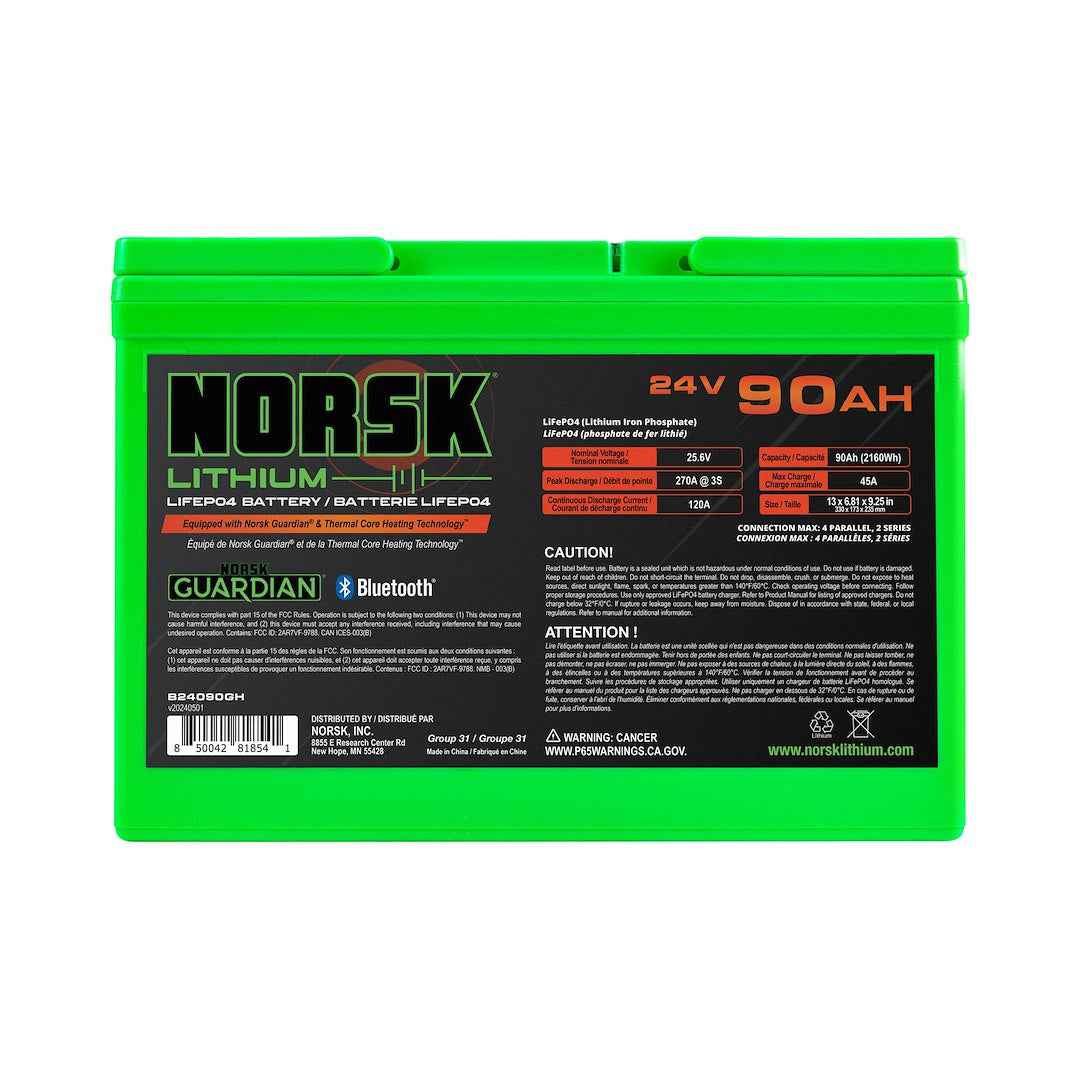 Norsk B24090GH 24V 90Ah Lithium Deep Cycle Battery