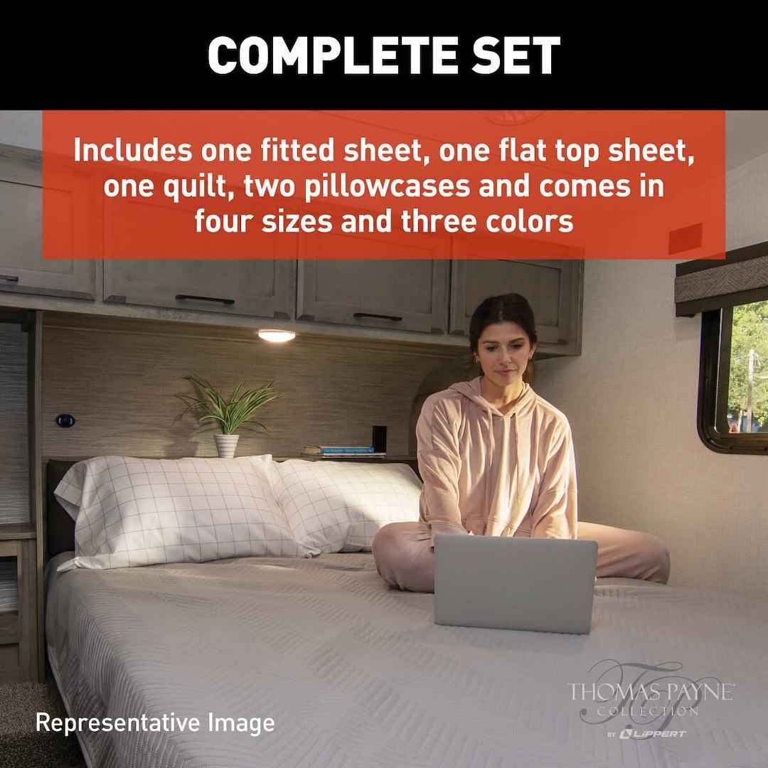 Lippert 2022107819 Short Queen RV Sheet Set - Gray Checkered