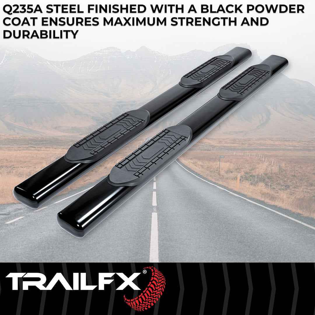 TrailFX A8244B 6 in Oval Nerf Step Bars - Black, 300 lb
