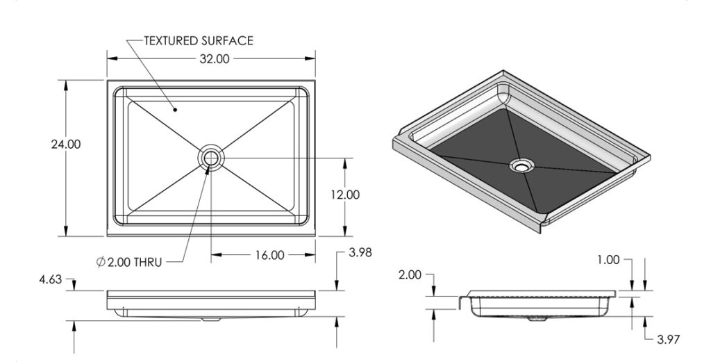 Specialty Recreation Shower Pan (Sp2432wc) – Length: 24 Inch