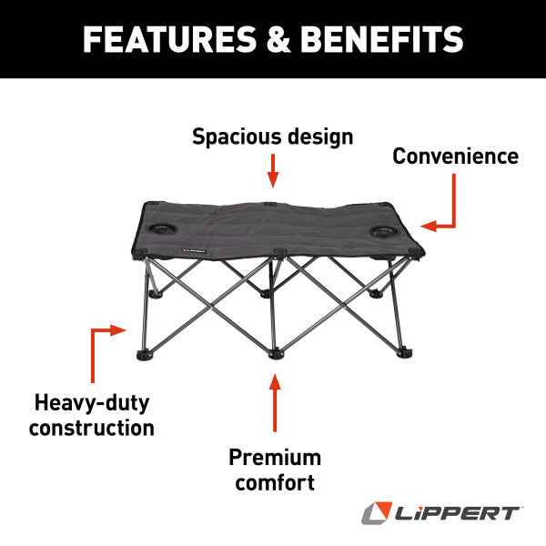 Lippert 2021123295 Folding Camping Ottoman - Dark Gray, 300 lb