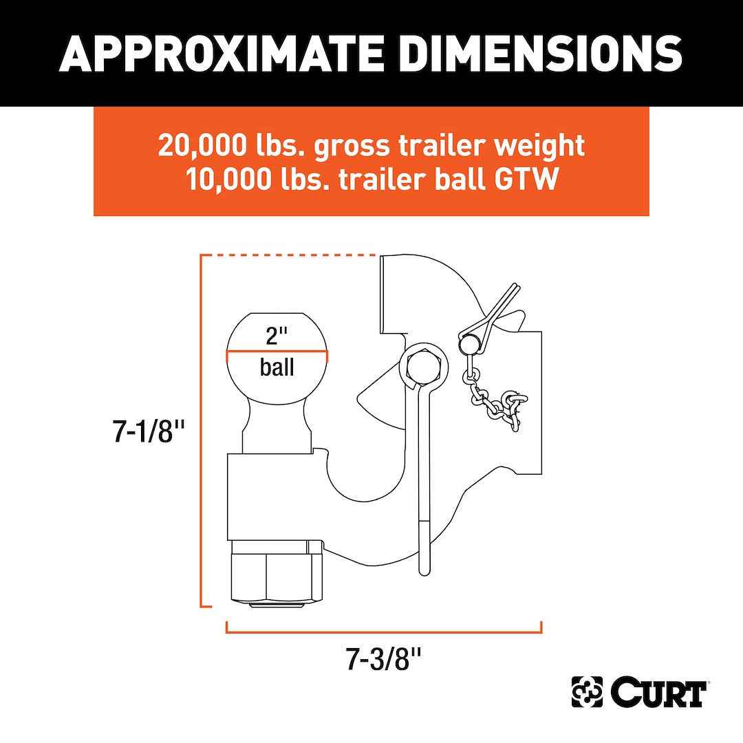 CURT 48411 Pintle Hook - Bolt-On, 20000 lb