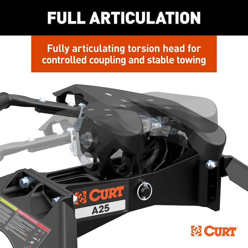 CURT 16057 A25 25K Enganche de quinta rueda con deslizador S25 – Sistema OEM Puck