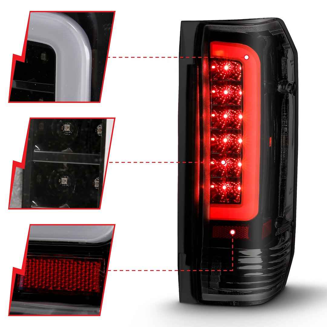 ANZO USA 311351 Black-Housing Smoke-Lens LED Tail Lights for Ford