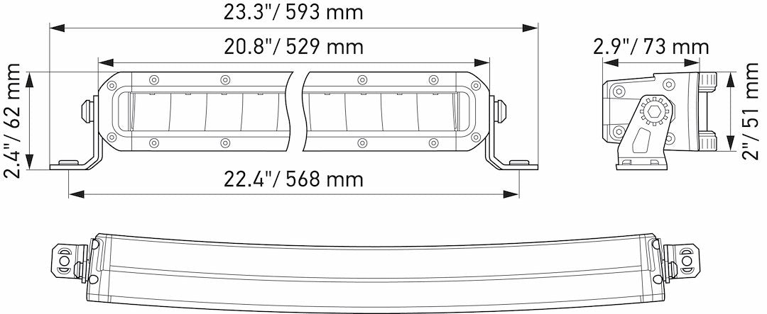 Hella 358197501 Black Magic Tough 20-Inch Curved Slim Light Bar