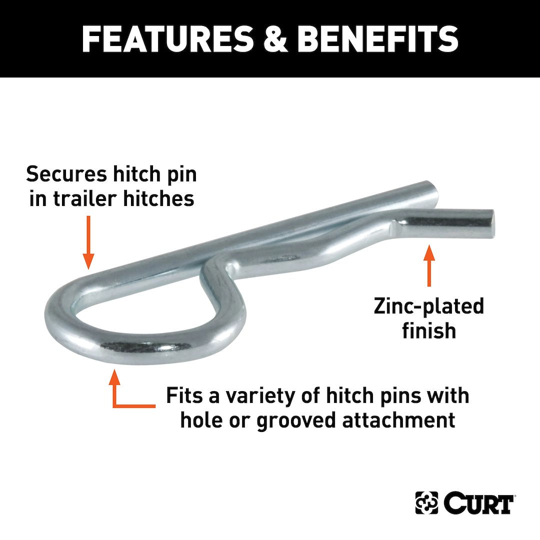 CURT Trailer Hitch Pin Clip (21602) – Length (In): 3-1/4 Inch