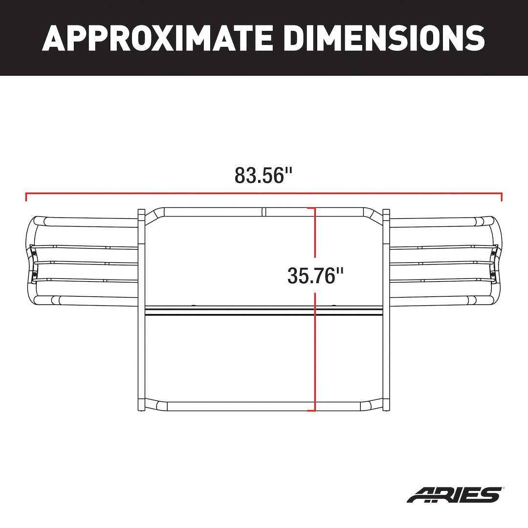 Aries 5058 Black Matte Steel Grille Guard with Brush Guard