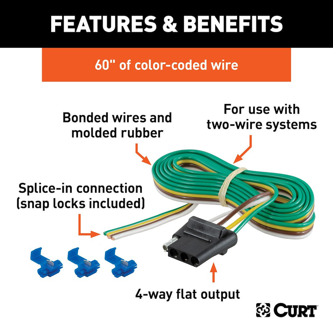 CURT Fully Universal 4 Flat Trailer Wiring Connector (58044)