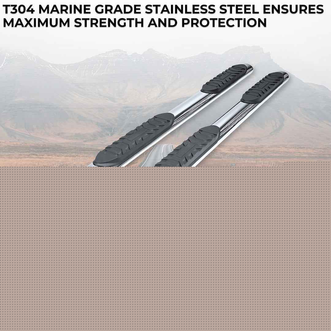 TrailFX A1504S 4 in Oval Nerf Step Bars - Stainless, 300 lb