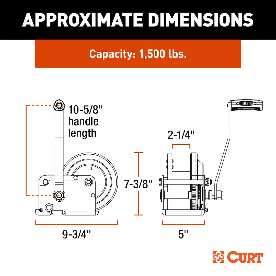 CURT 29615 1,500-Pound Fixed-Mount Brake Winch - image 3