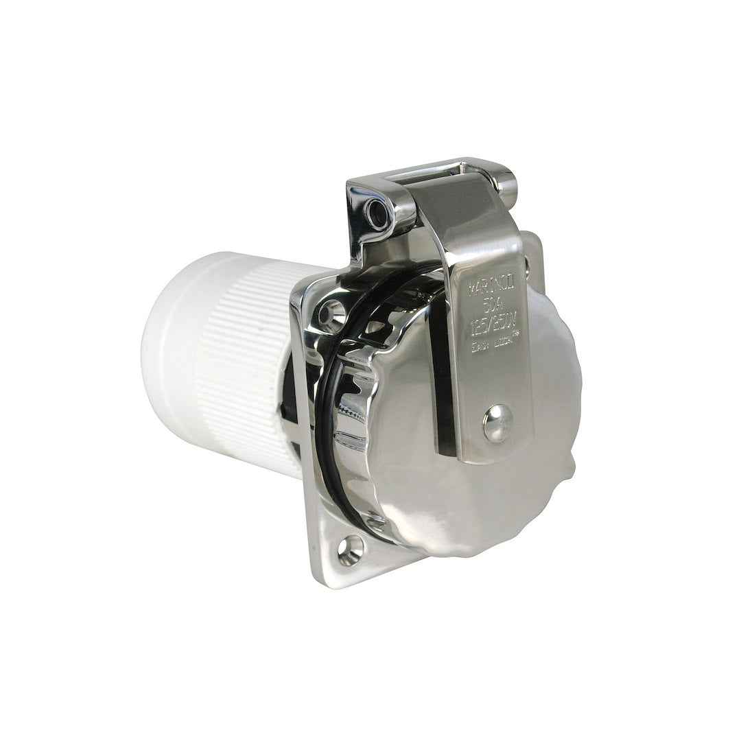 Marinco 6373EL-BRV Power Inlet Port - Silver