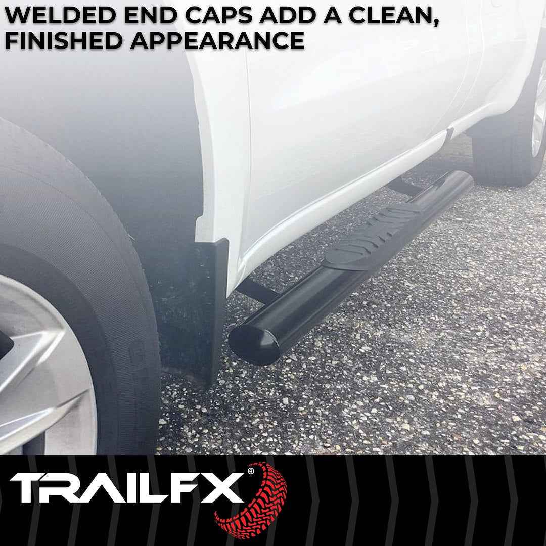 TrailFX A1551B 4 in Oval Nerf Step Bars - Black, 300 lb