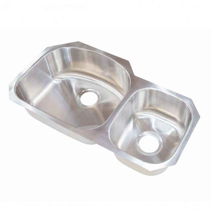 RV Stainless Steel Kitchen Sink – Double Bowl Offset – Part # 388415