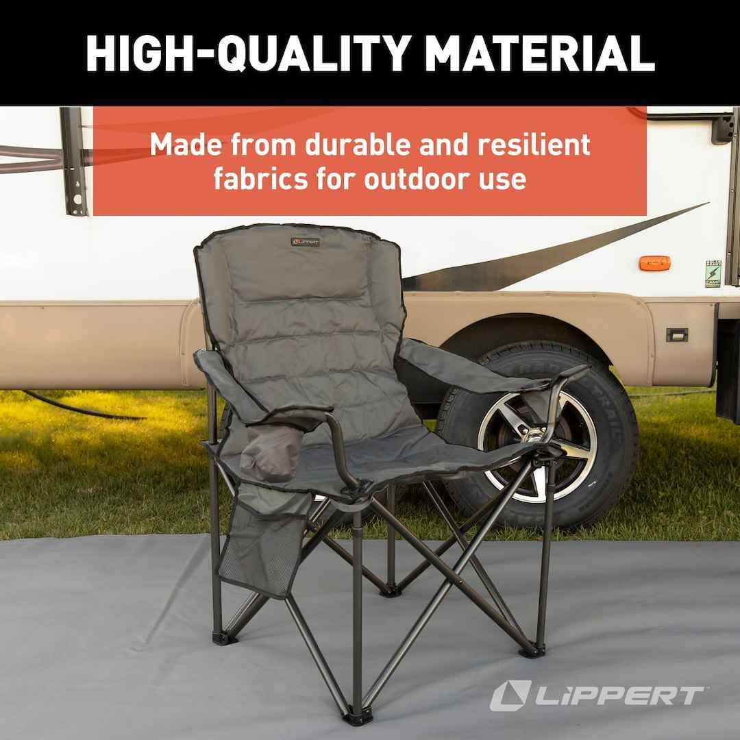 Lippert 2022114828 Folding Camp Chair - 500 lb, Dark Gray