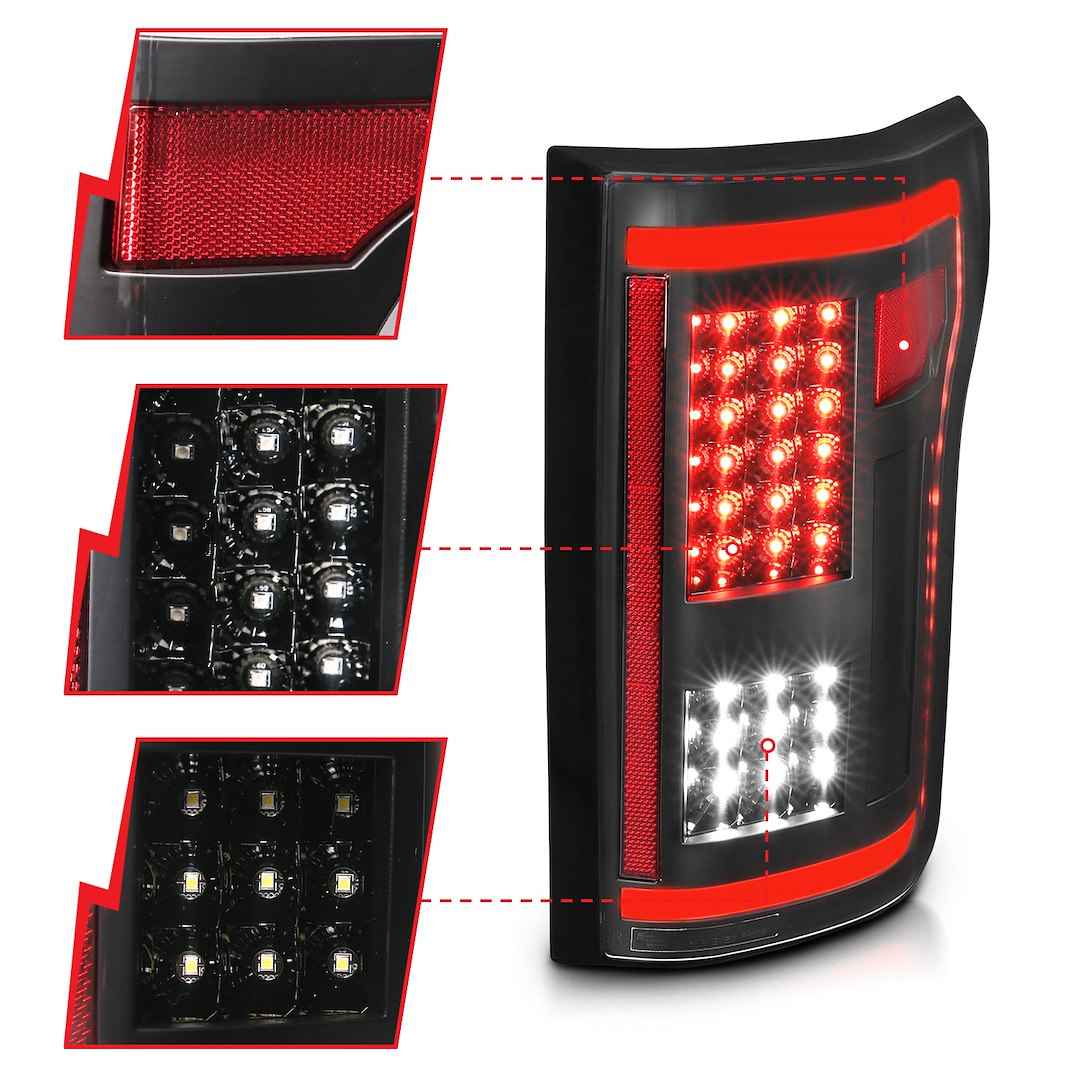 ANZO USA 311285 Black LED Tail Lights for Ford