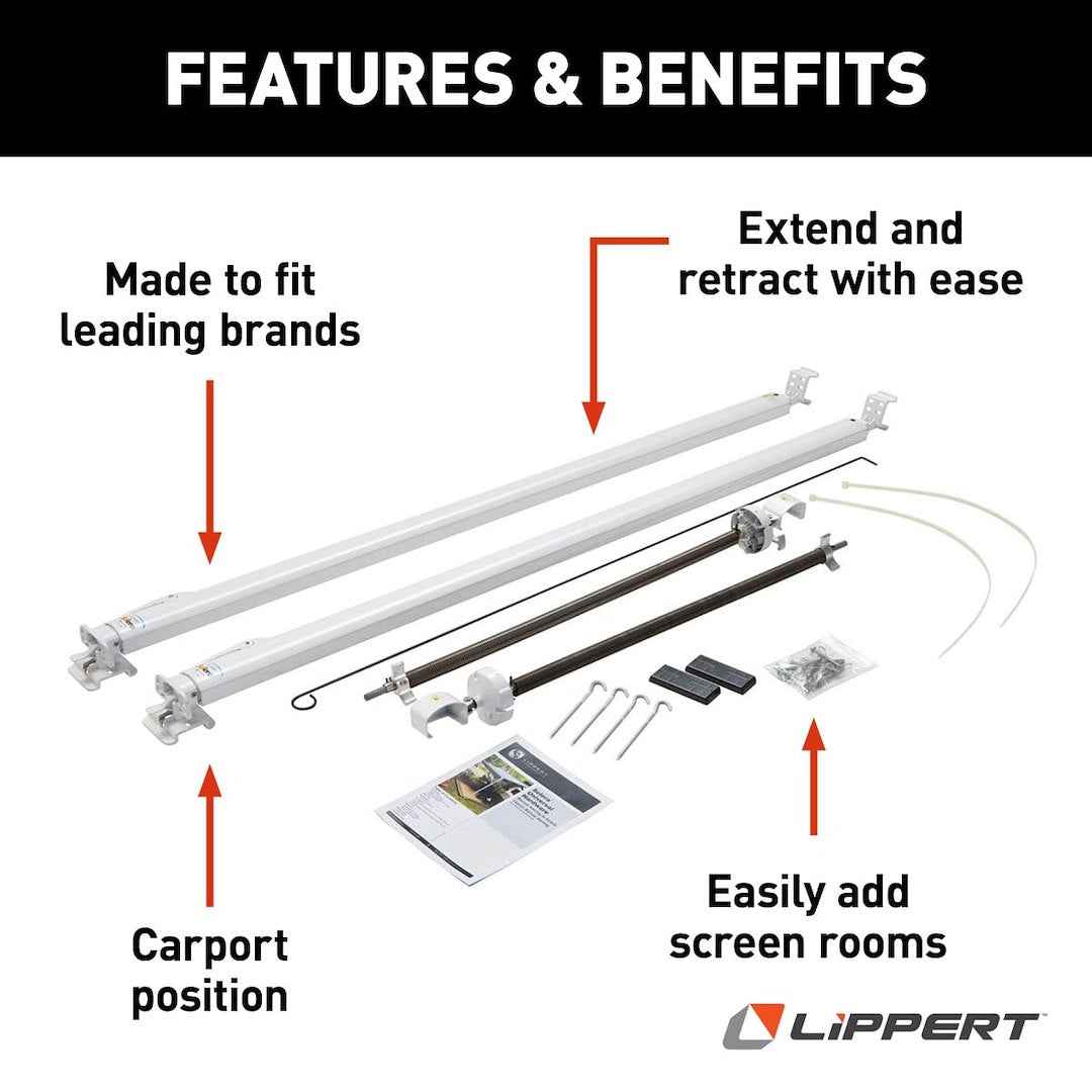 Lippert 434718 Solera Classic Awning Arm Set - 68 to 81 in, White