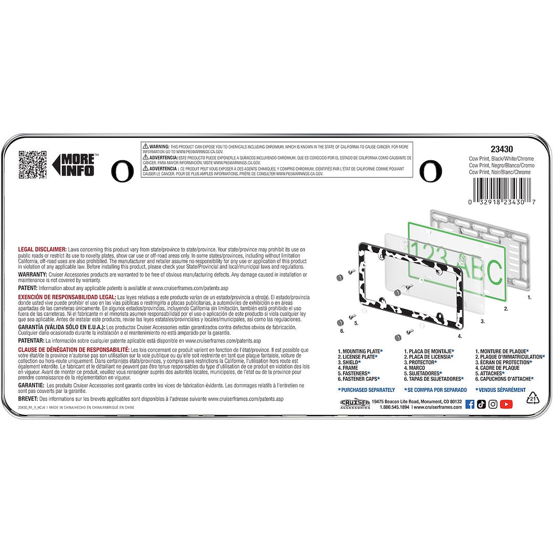 Cruiser 23430 Cow Print License Plate Frame - image 3