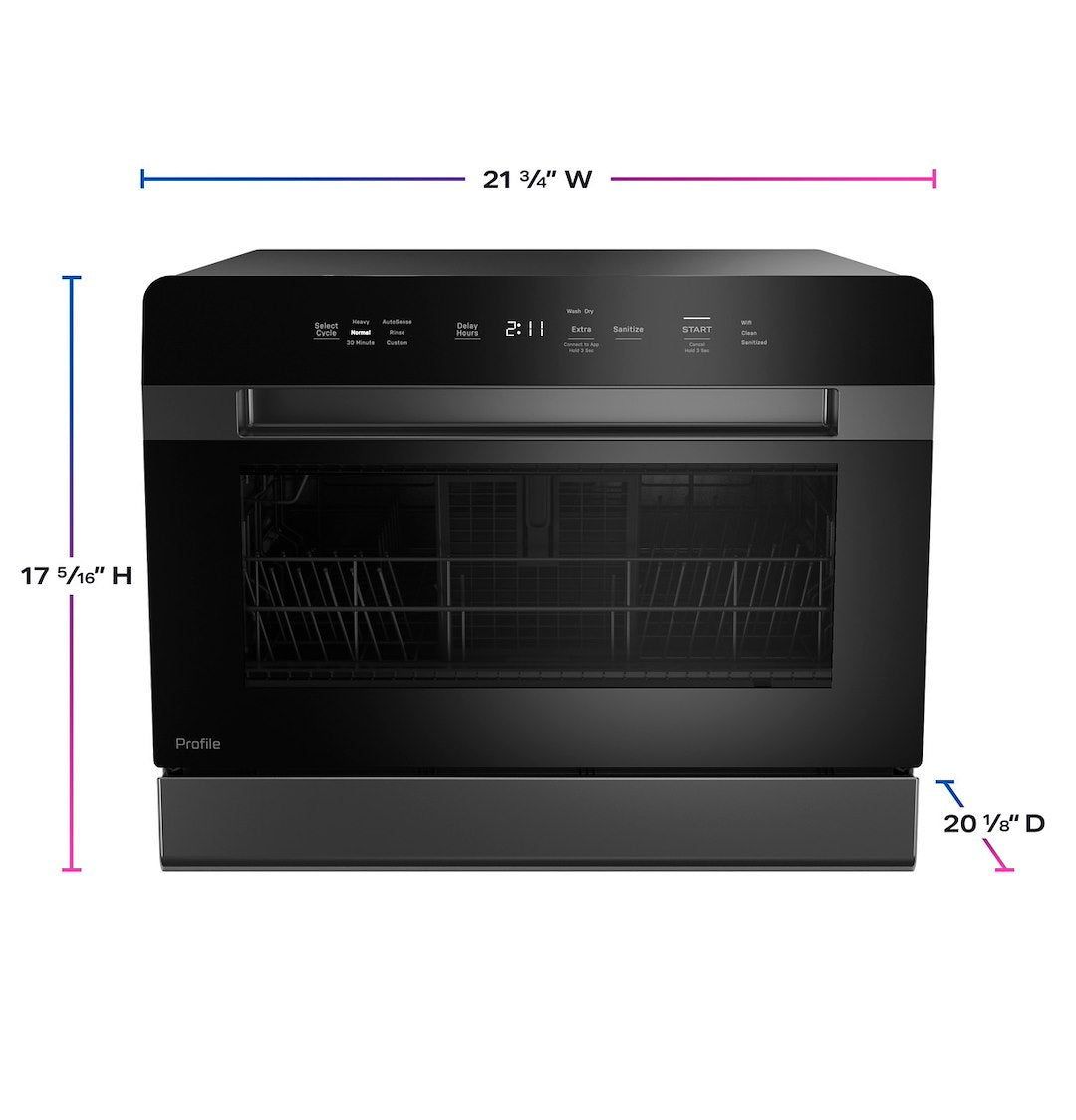 GE Appliances PZF560HGWBB Compact Countertop Dishwasher