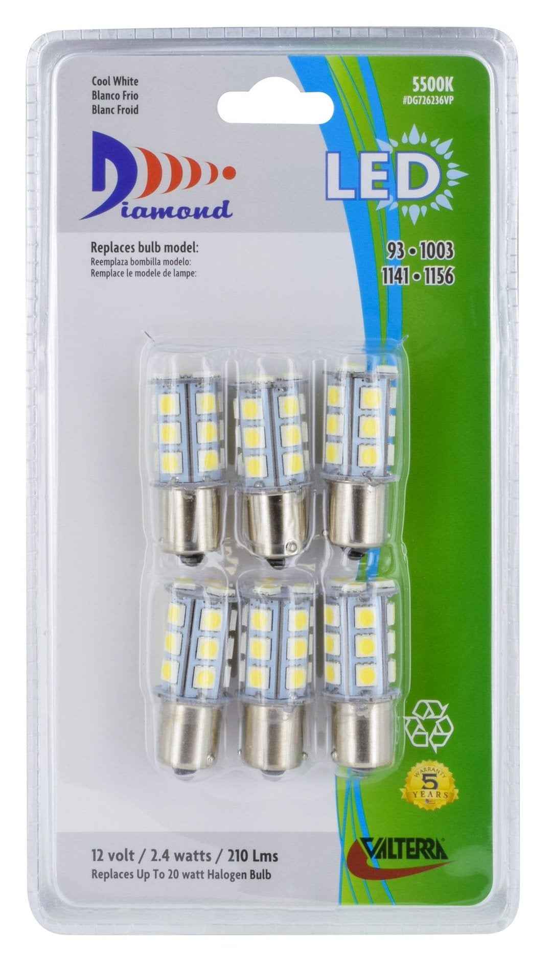 Valterra DG726236WV 1141 LED Bulbs - Soft White, 6 Pack