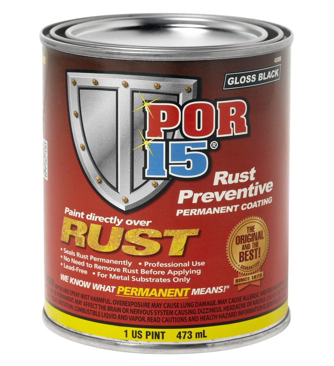 POR-15 45008 Black Rust-Preventive Coating, Pint