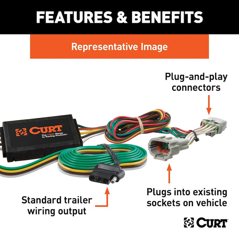 CURT 56093 4-Way Flat Trailer Wiring T-Connector Ford Explorer, Taurus & Lincoln MKS