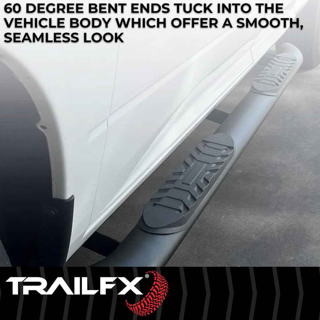 TrailFX A1005B 4 in Oval Nerf Step Bars - Black, 300 lb