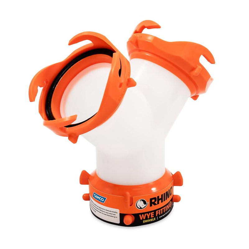 Camco 39812 RhinoFLEX RV Sewer Hose Wye Connector – 360° Swivel