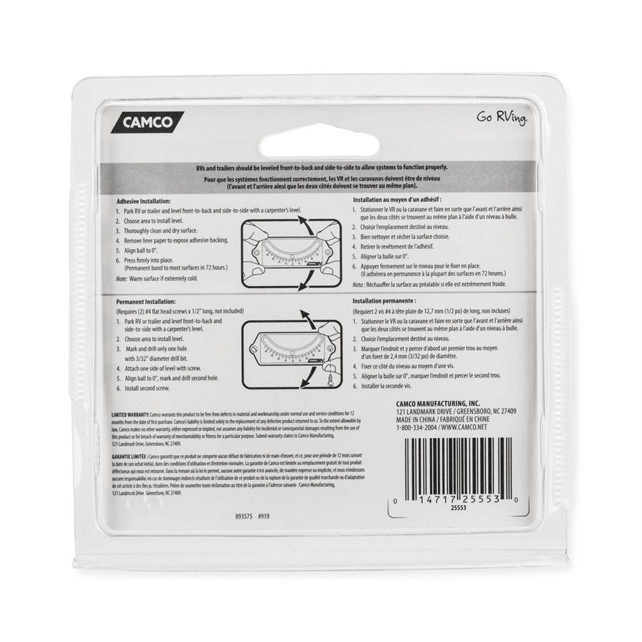 Camco RV Level (25553) – Size/Range: 1-1/2 Inch Overall Length