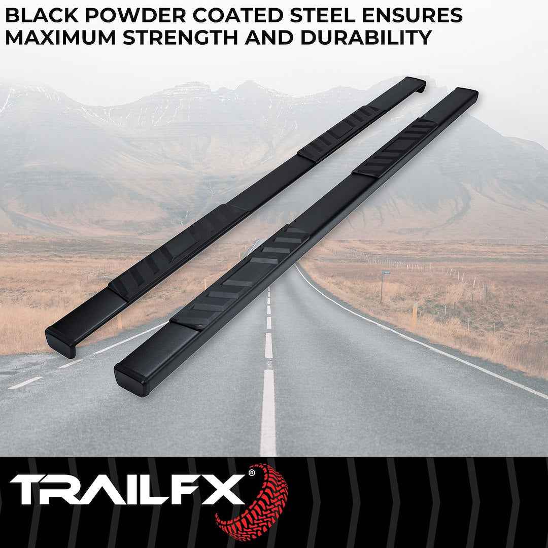 TrailFX A4003B 4 in Trapezoidal Nerf Step Bars - Black, 300 lb